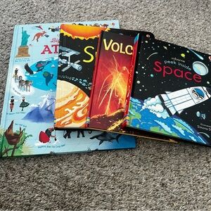 Usborne Children's Science Books - Space , Atlas & Volcano Themes
